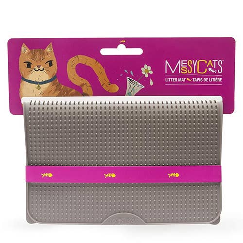 Messy Cats Silicone Litter Mat Grey for wholesale by Pet Palette Distribution