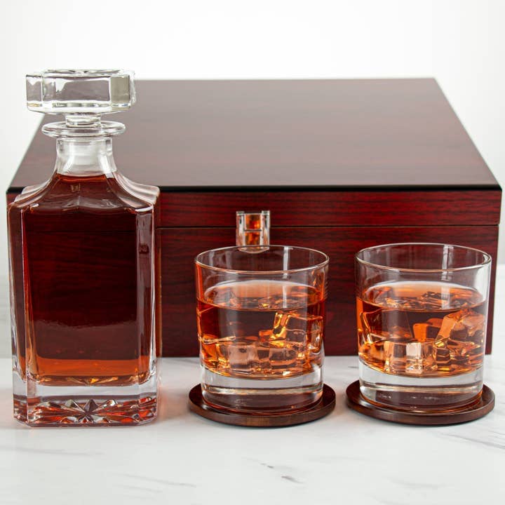 MB Brands Inc - Wholesale Decanter - Lambda Kappa Sigma Cherry Wood Decanter Wood Gift Box Set With Rocks Glasses5