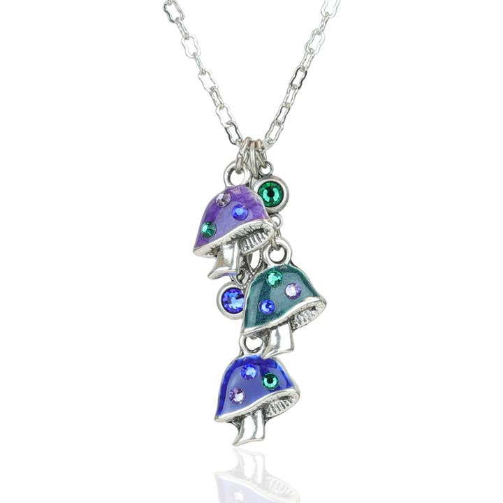 Renewal Mushroom Trio Crystal Jumble Charm Necklace for wholesale by Anne Koplik Designs, Inc.