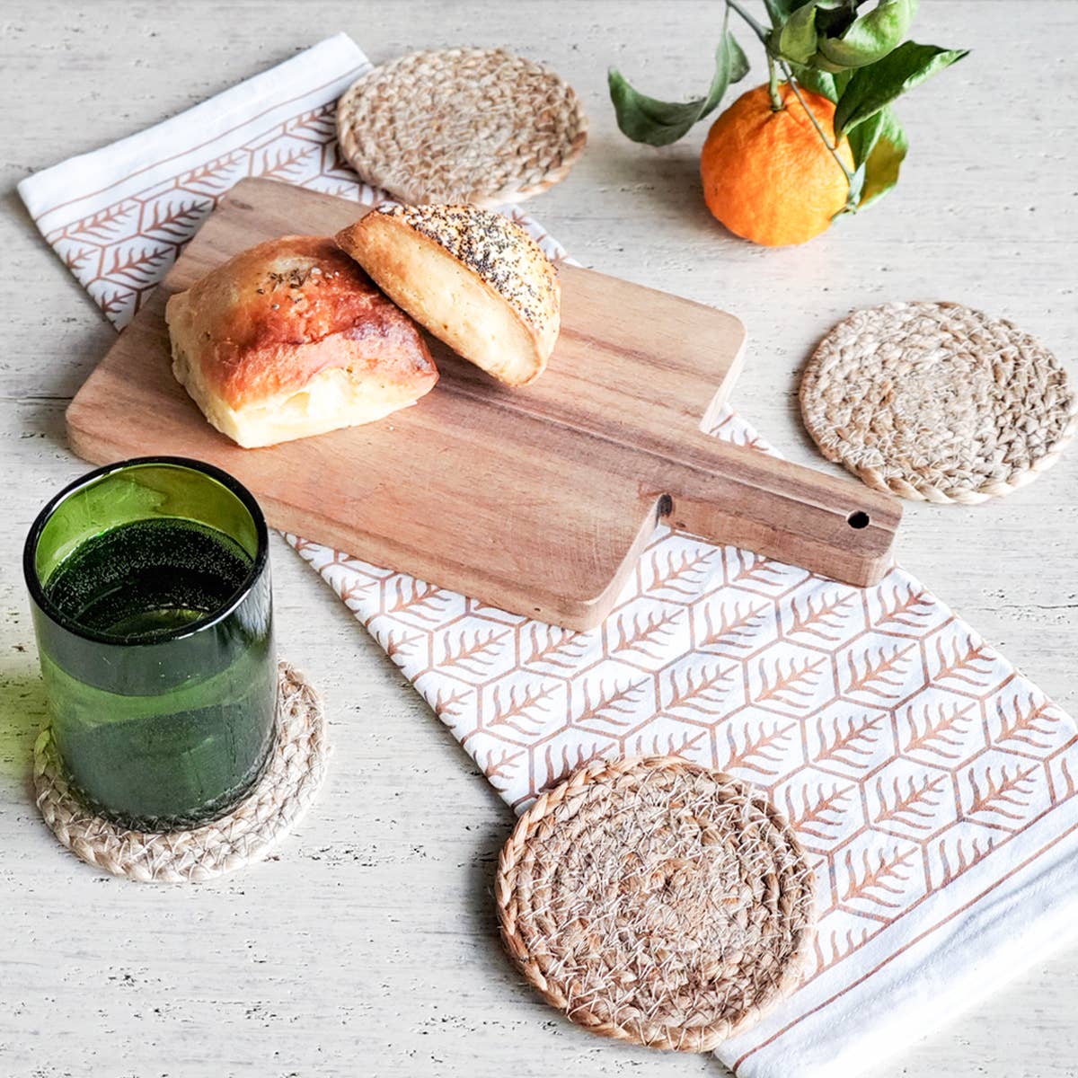 KORISSA - Wholesale Coasters - Handwoven Drink Coaster • Kata Natural Coaster-Set of 41