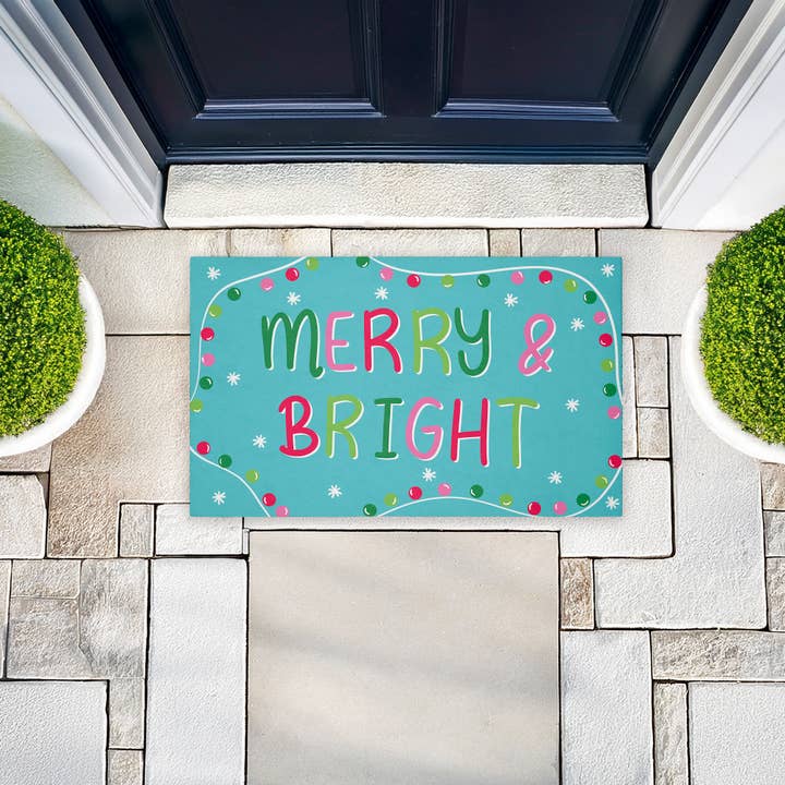 Stupell Industries - Wholesale Door Mat - Merry & Bright with Baubles Door Mat, 18x303