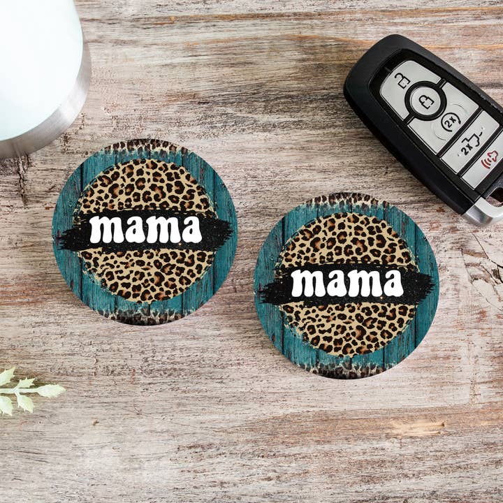 Juego de posavasos con forma de coche Leopard Mama para venta al por mayor de Wicked Flower Creations