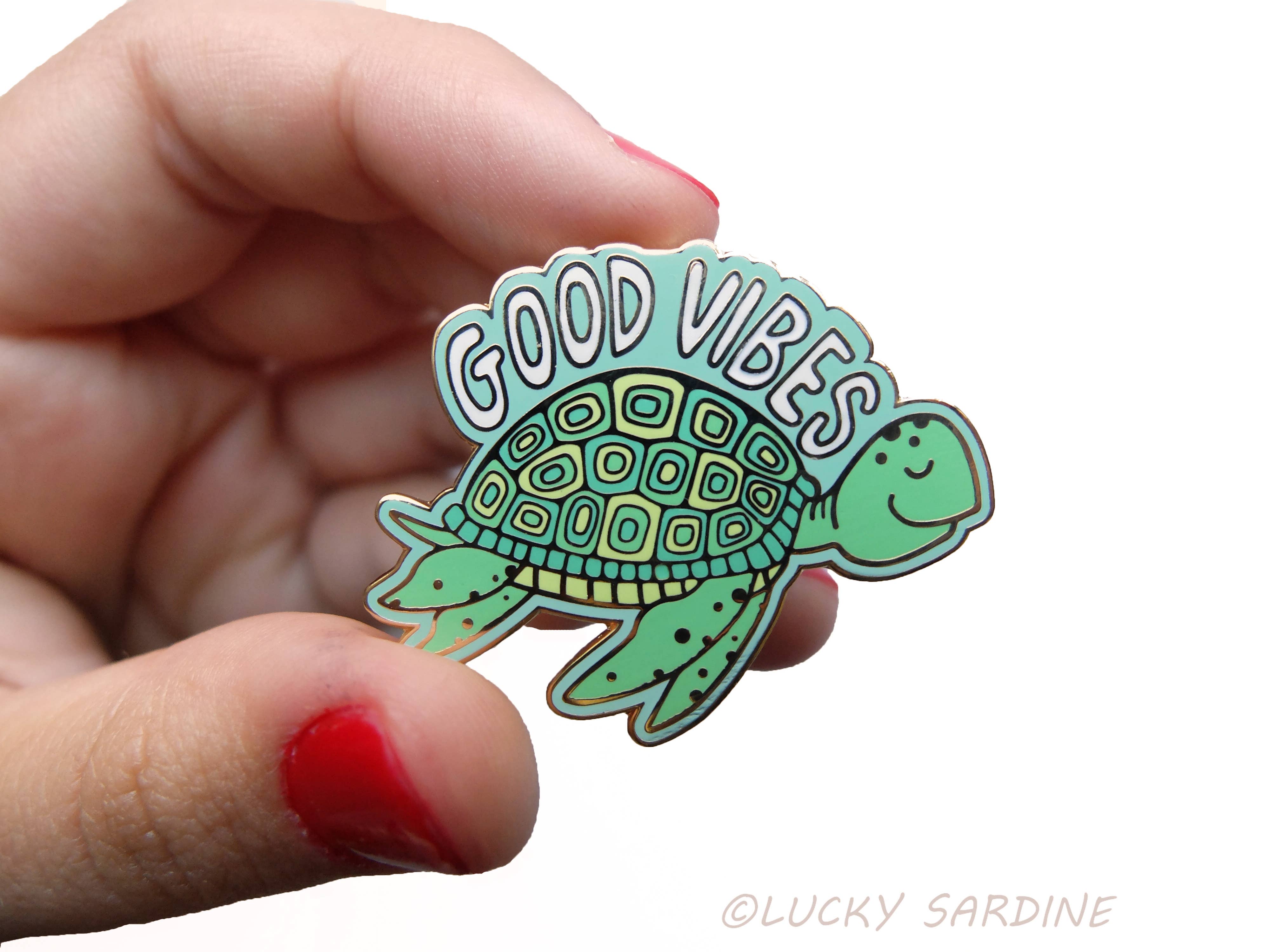 Lucky Sardine - Wholesale Lapel Pin/Button - Sea Turtle, Good Vibes, Marine Ocean Life, Hard Enamel Pin4