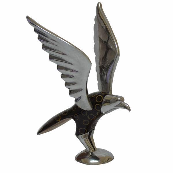 Figura de águila en aluminio reciclado con inserciones naturales para venta al por mayor de Handcrafted Gift