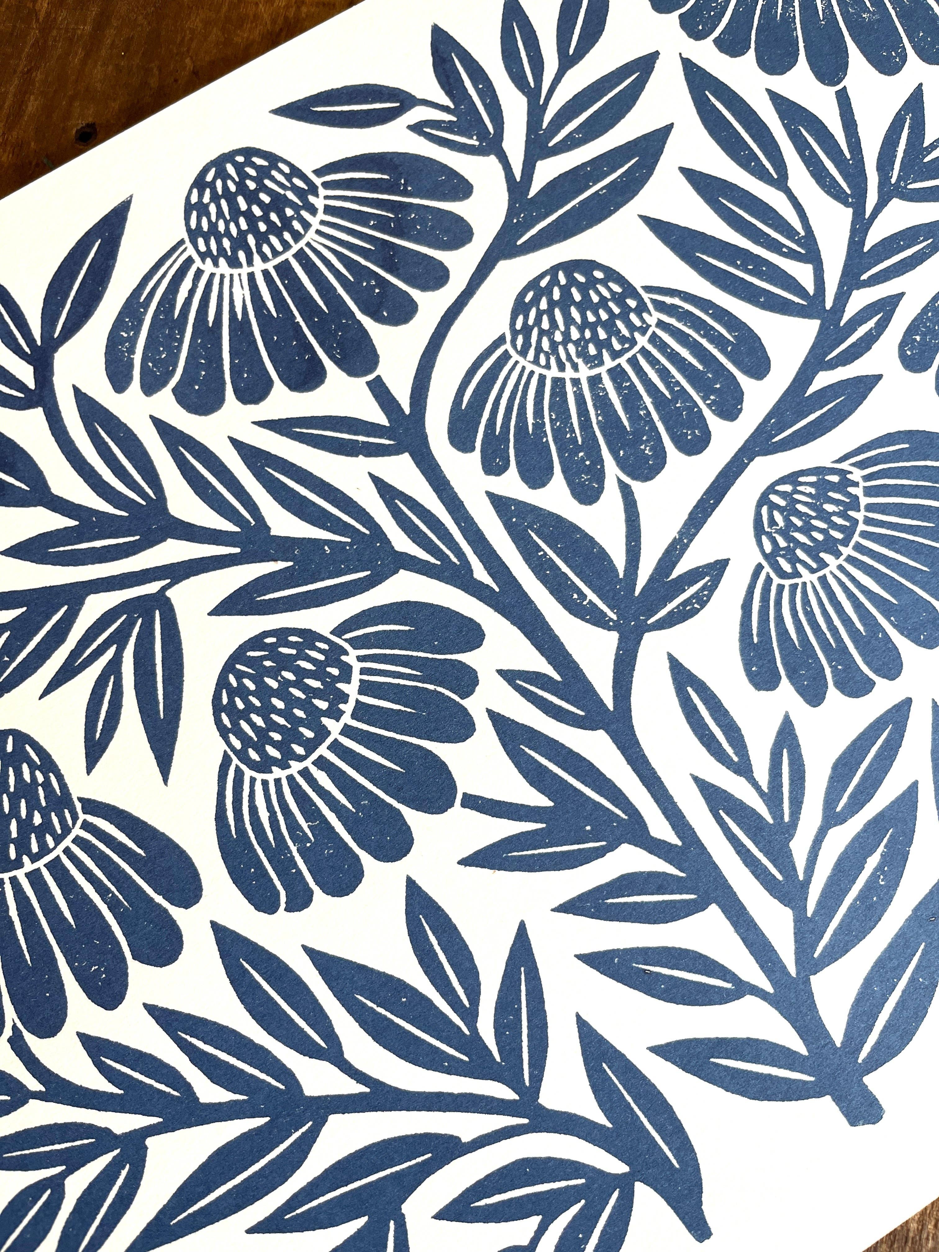 Katharine Watson - Vente Affiche d'art - Série Jardin : Impression Risograph Échinacée Marine5