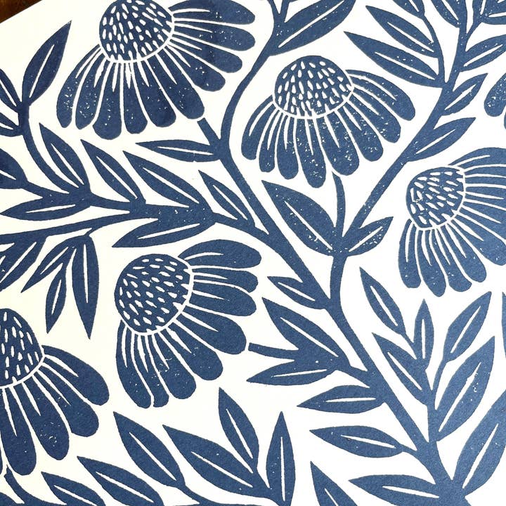 Katharine Watson - Vente Affiche d'art - Série Jardin : Impression Risograph Échinacée Marine5