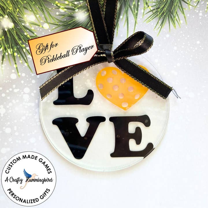 Custom Pickleball Christmas Ornament for wholesale by Crafty Vintage Games