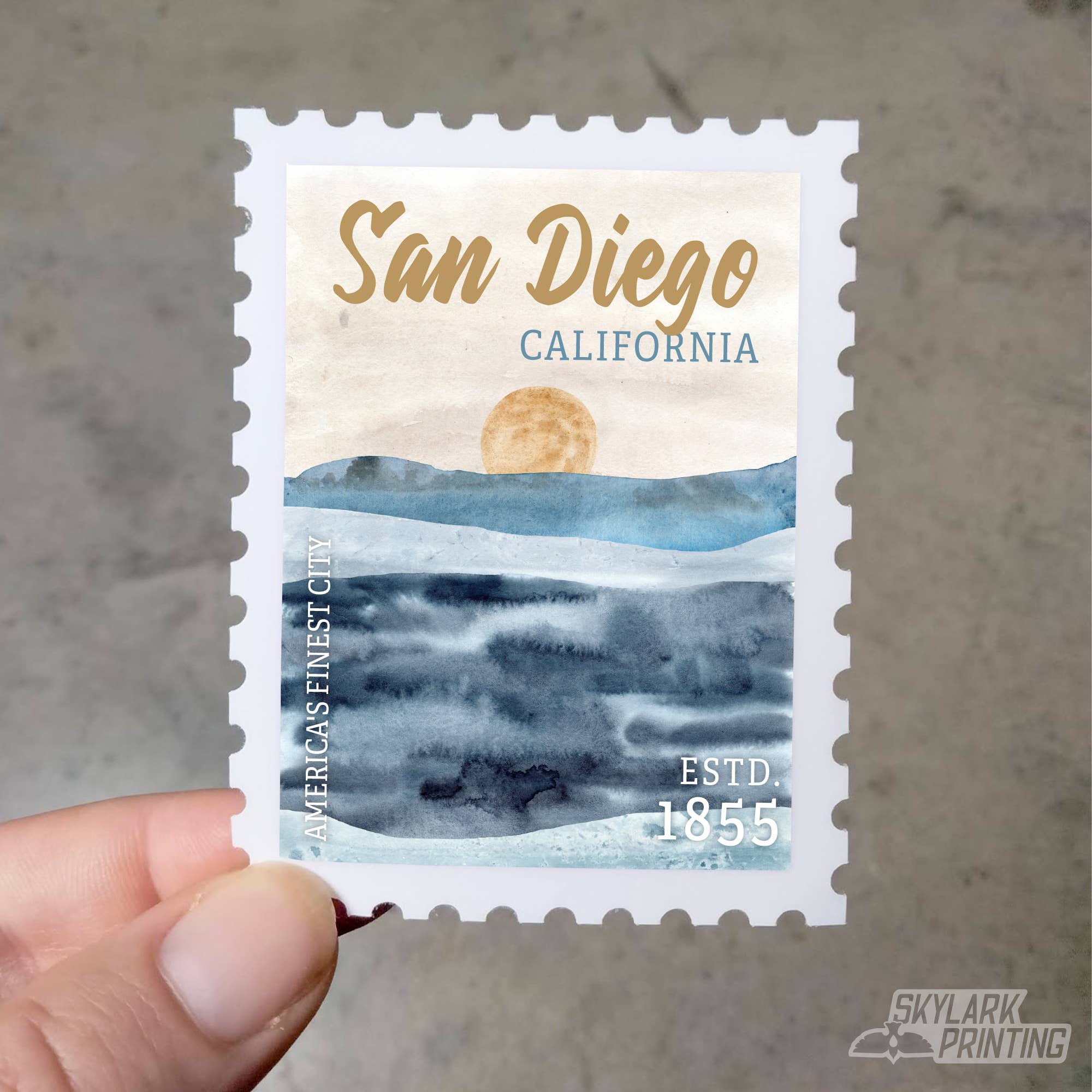 Skylark Printing - Wholesale Sticker - Beach Souvenir Sticker in Stamp Shape with Your City, State3
