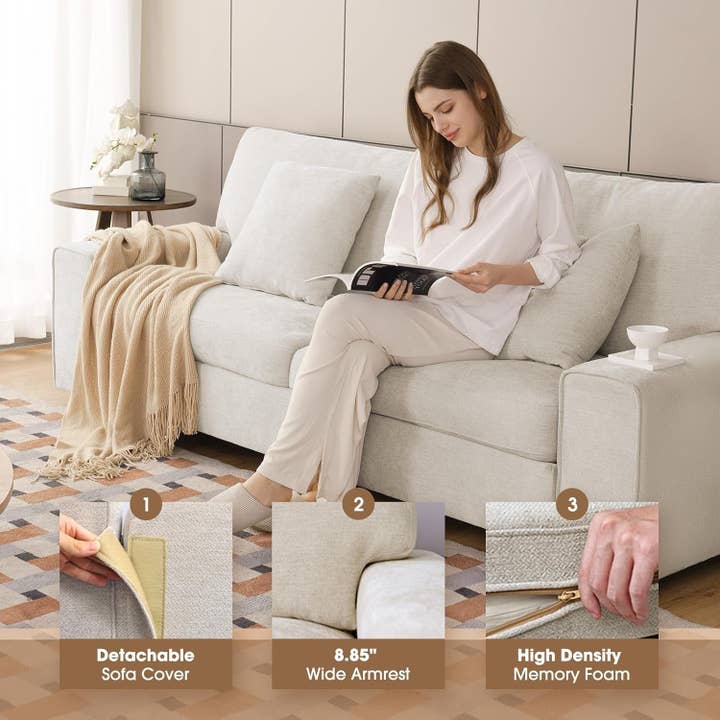ShipItFurniture - Wholesale Sofa - Modern Beige Chenille Recliner Sofa for Living Room