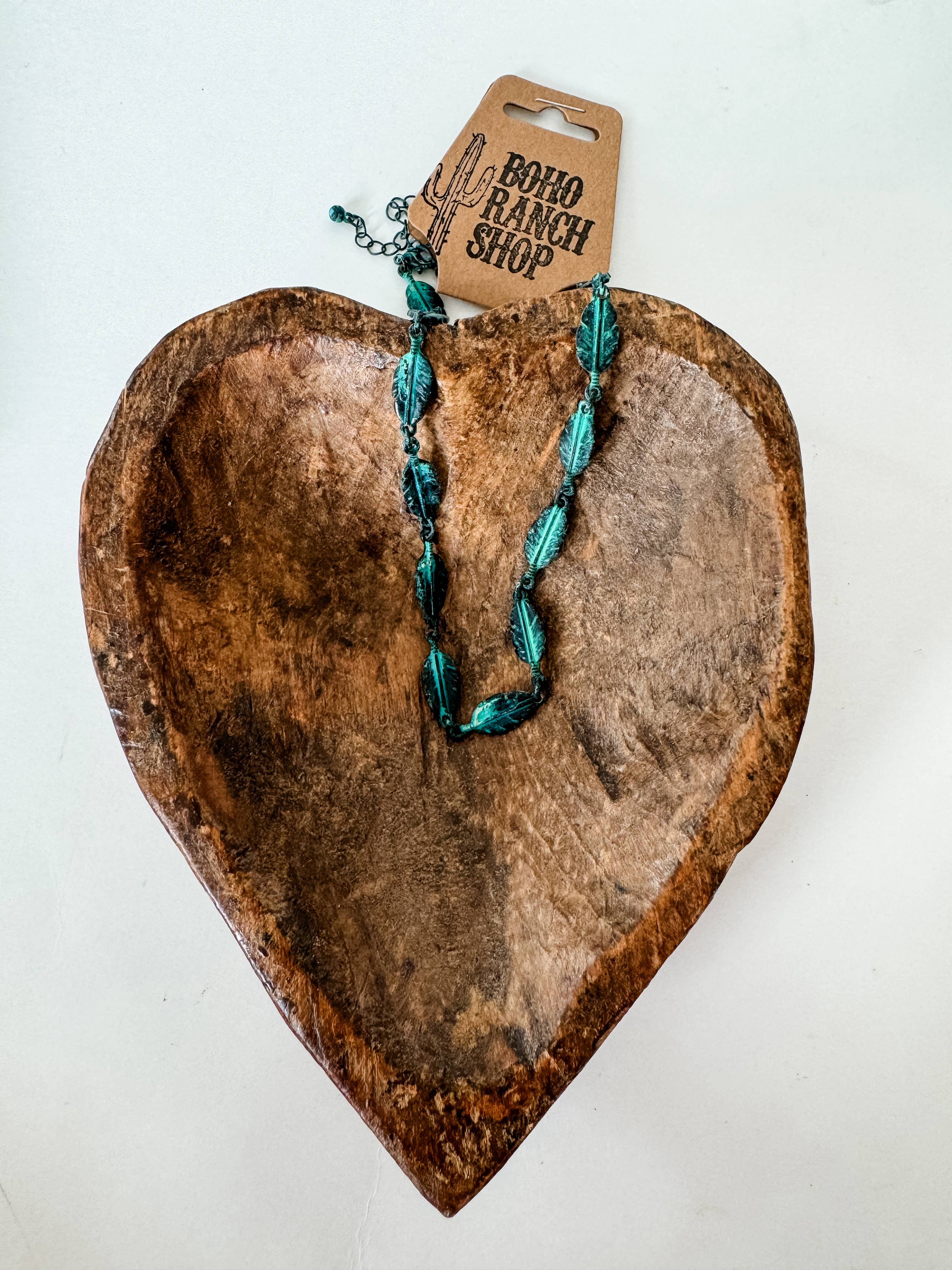 Boho Ranch Shop - Wholesale Choker/Collar - Western Feather Choker - Copper, silver and patina turquoise2