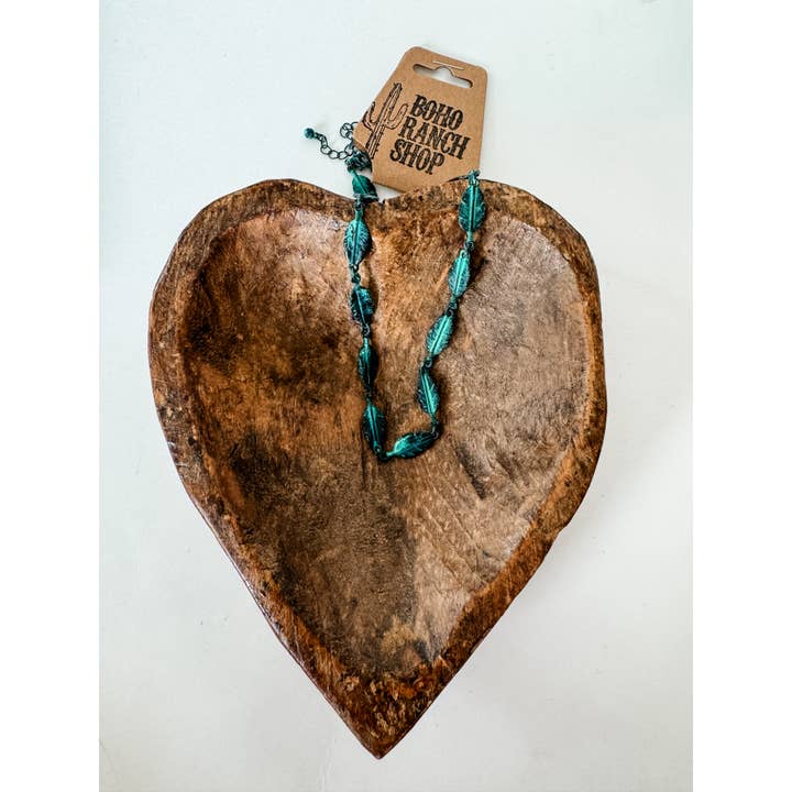 Boho Ranch Shop - Wholesale Choker/Collar - Western Feather Choker - Copper, silver and patina turquoise2