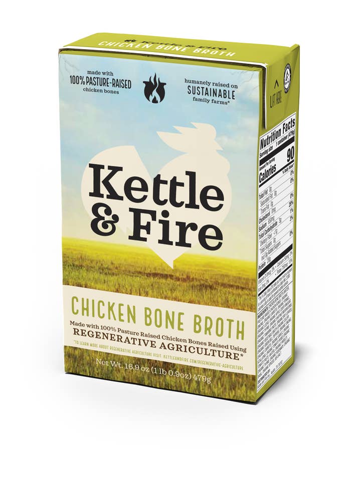 Bouillon d'os de poulet régénératif 16,9 oz pour la vente par Kettle & Fire