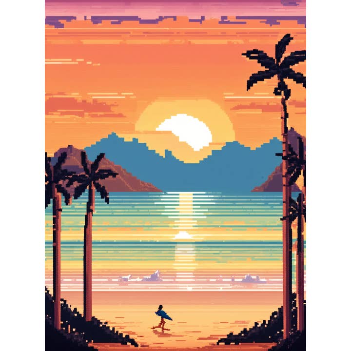 Décoration d'intérieur - Affiche abstraite - Coucher de soleil sur la plage pour la vente par Calseosvic