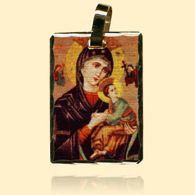 Vergoldeter Anhänger Virgin of Everlasting Aid für den Großhandel von Moosepablos, Inc.