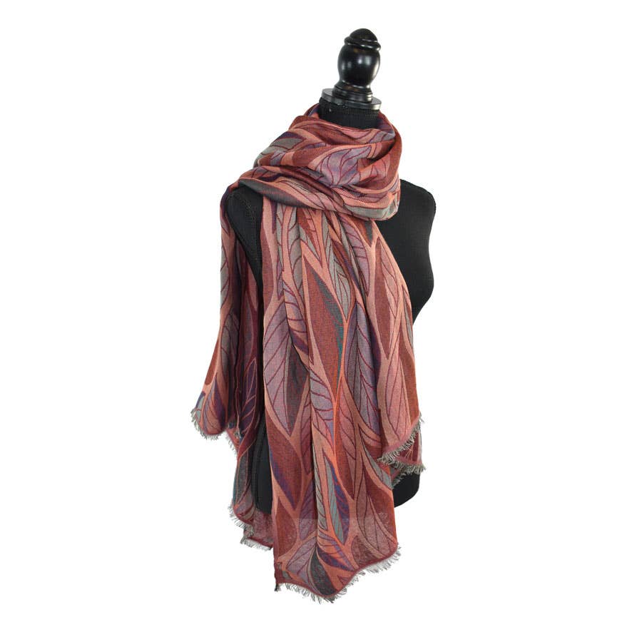 Dupatta Designs - Wholesale Scarf - Women's - Devorah Woven Leaf Scarf3