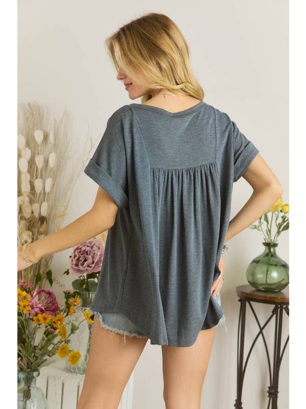 Vanilla Monkey - Wholesale Tunic - Women's - Button Trapeze Short Sleeve Babydoll Top