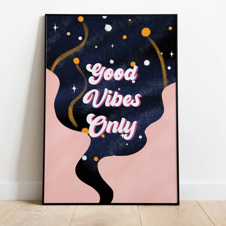Good Vibes Only Quote Art Print for wholesale by Moonbean Designs
