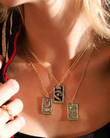 HoopLa - Wholesale Pendant/Charm Necklace - Tarot Card Necklace- Magician- 14K Gold stainless steel2