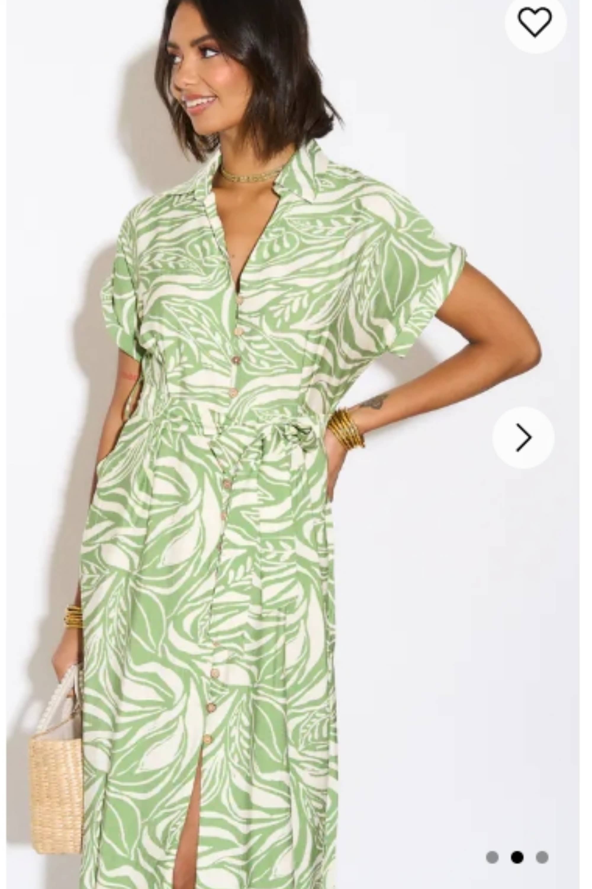 CY FASHION. LONDON - Wholesale Dress - Women's - Multi Leaves' print Cotton Linen shirt dress short sleeves  3