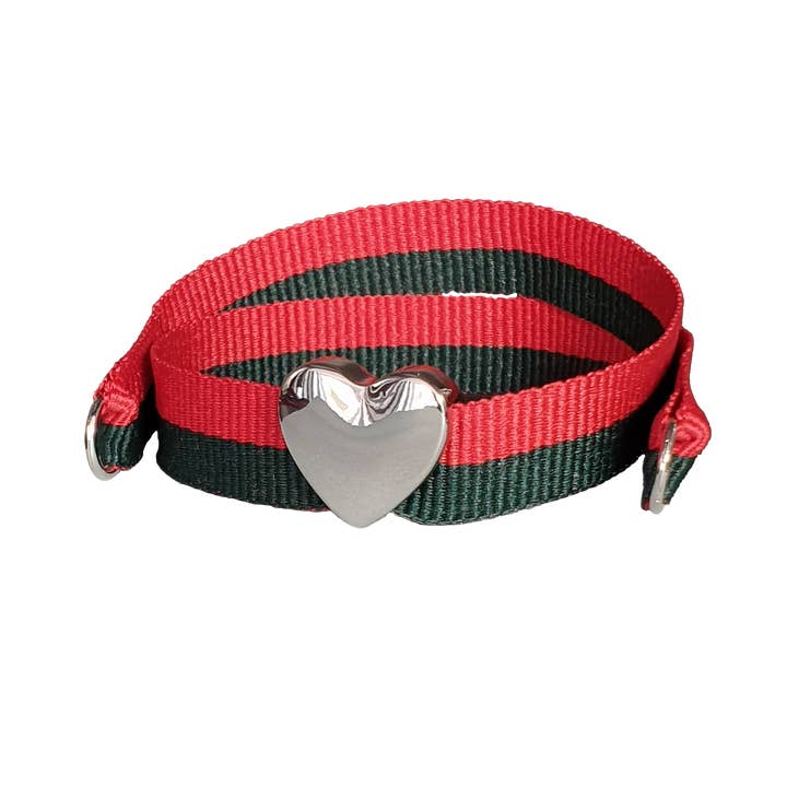 Smartever Srl - Wholesale Charm/Dangle Bracelet - GREEN/RED PALLADIUM HEART BRACELET