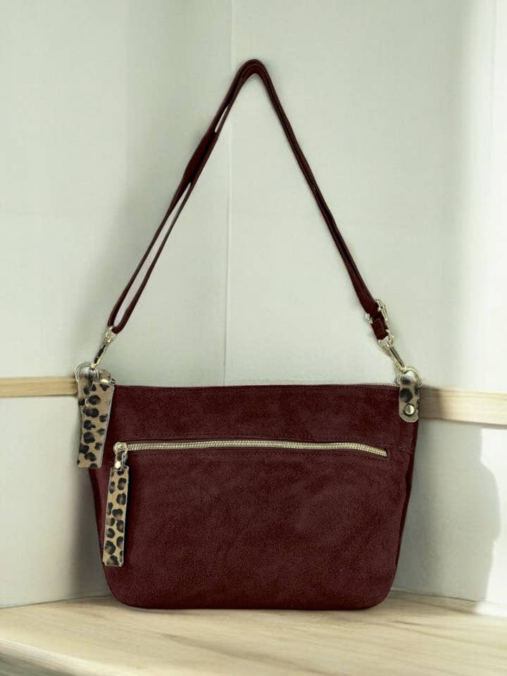 Carlotta Suede Leather Shoulder Bag 241019 for wholesale by ITALIAN'S LEATHER