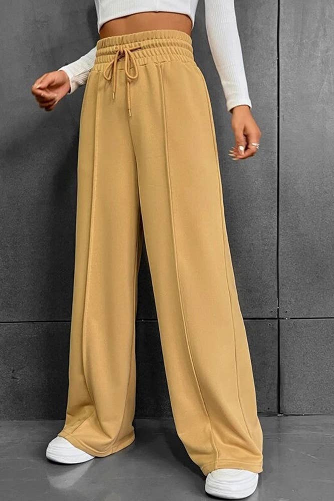 UNISHE - Wholesale Pants - Women's - Plain High Waist Wide Pants ZK6526