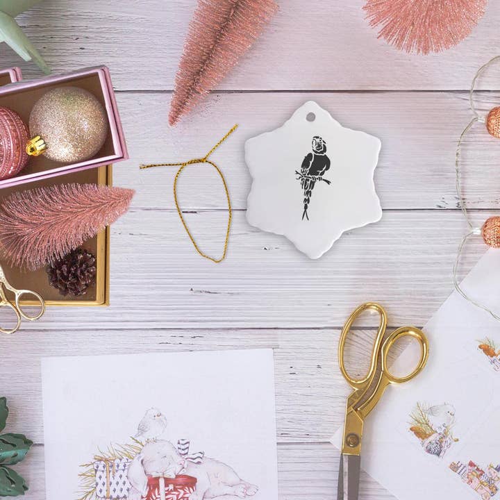 3dRose – wholesale Ornament – 3dRose, Cute Parrot Cut-Out Stencil-Style, Ornament12