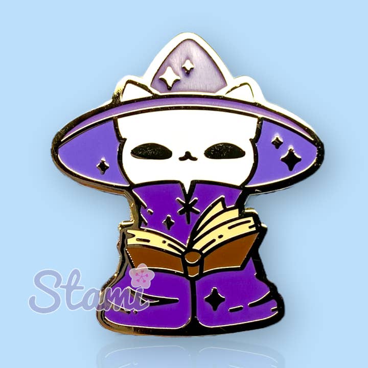 Wizard Cat RPG Companion Pin for wholesale by Stami Studios