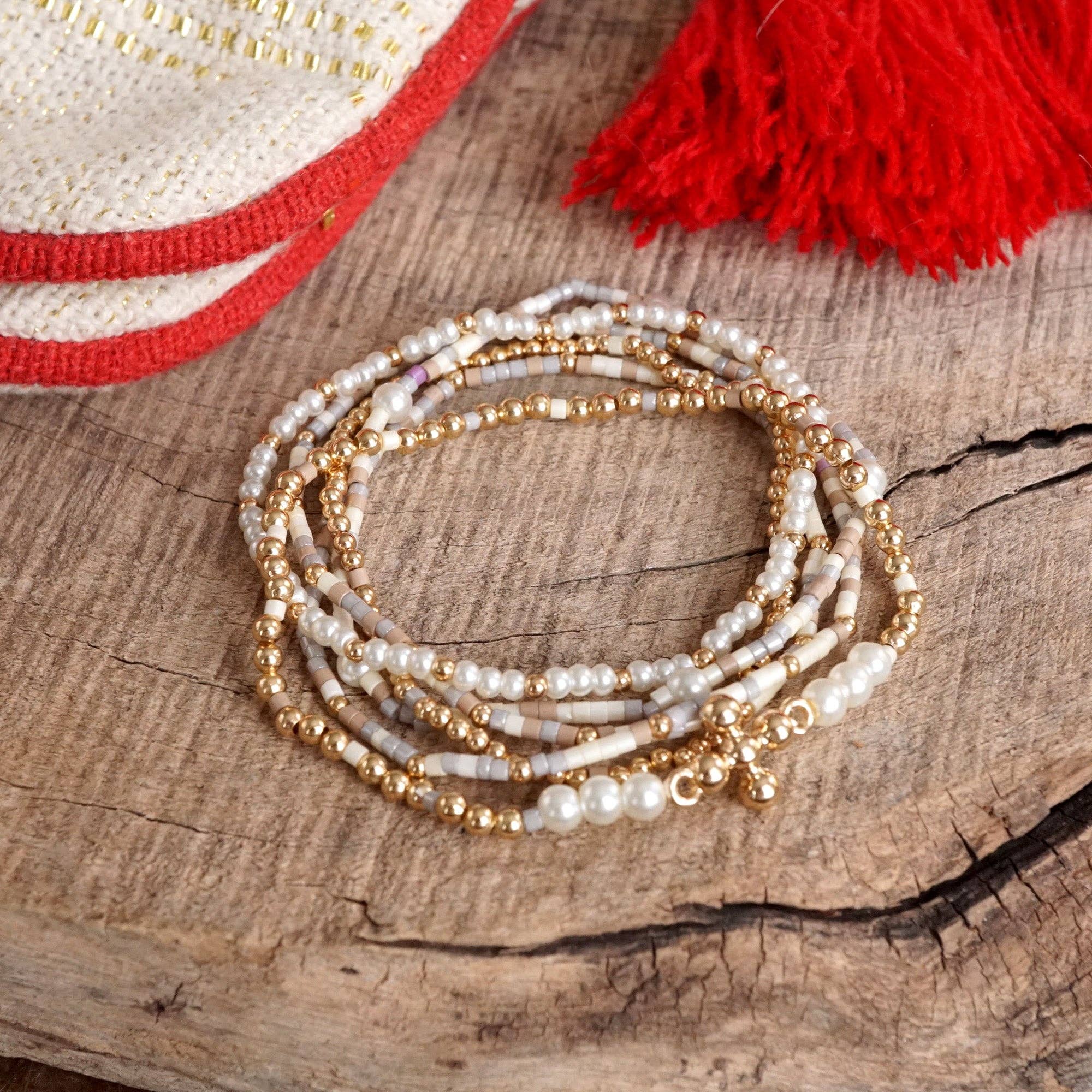 PennyLine inc - Wholesale Beaded Bracelet - Cross, Pearls & Miyuki Beaded Bracelet Set – Effortlessly Elegant5