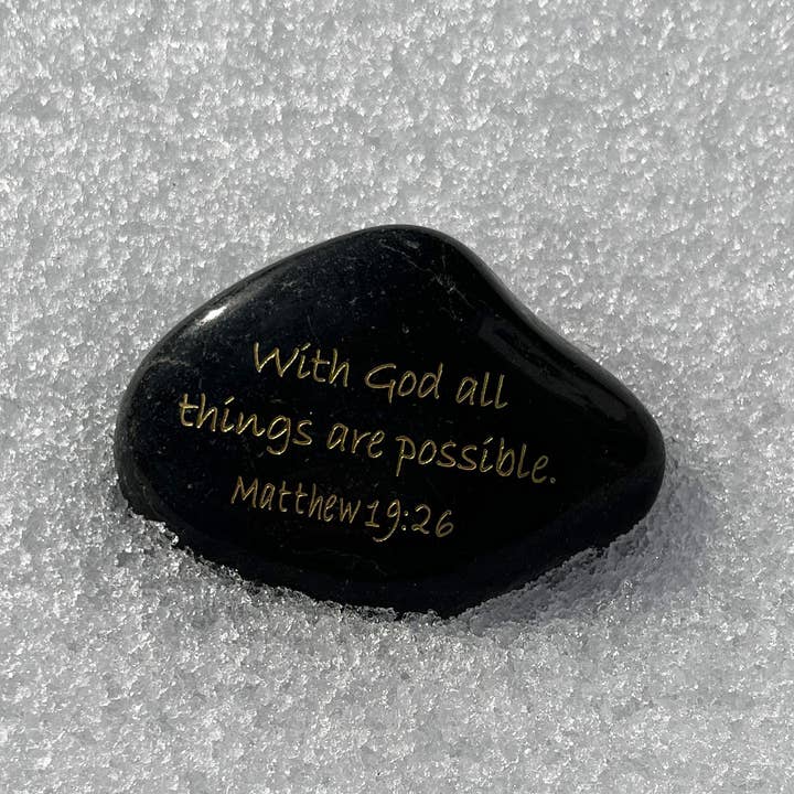 SHOPGIVECOURAGE - Wholesale Spiritual Stone/Crystal - Scripture Stone - With God all things...Matthew 19:262