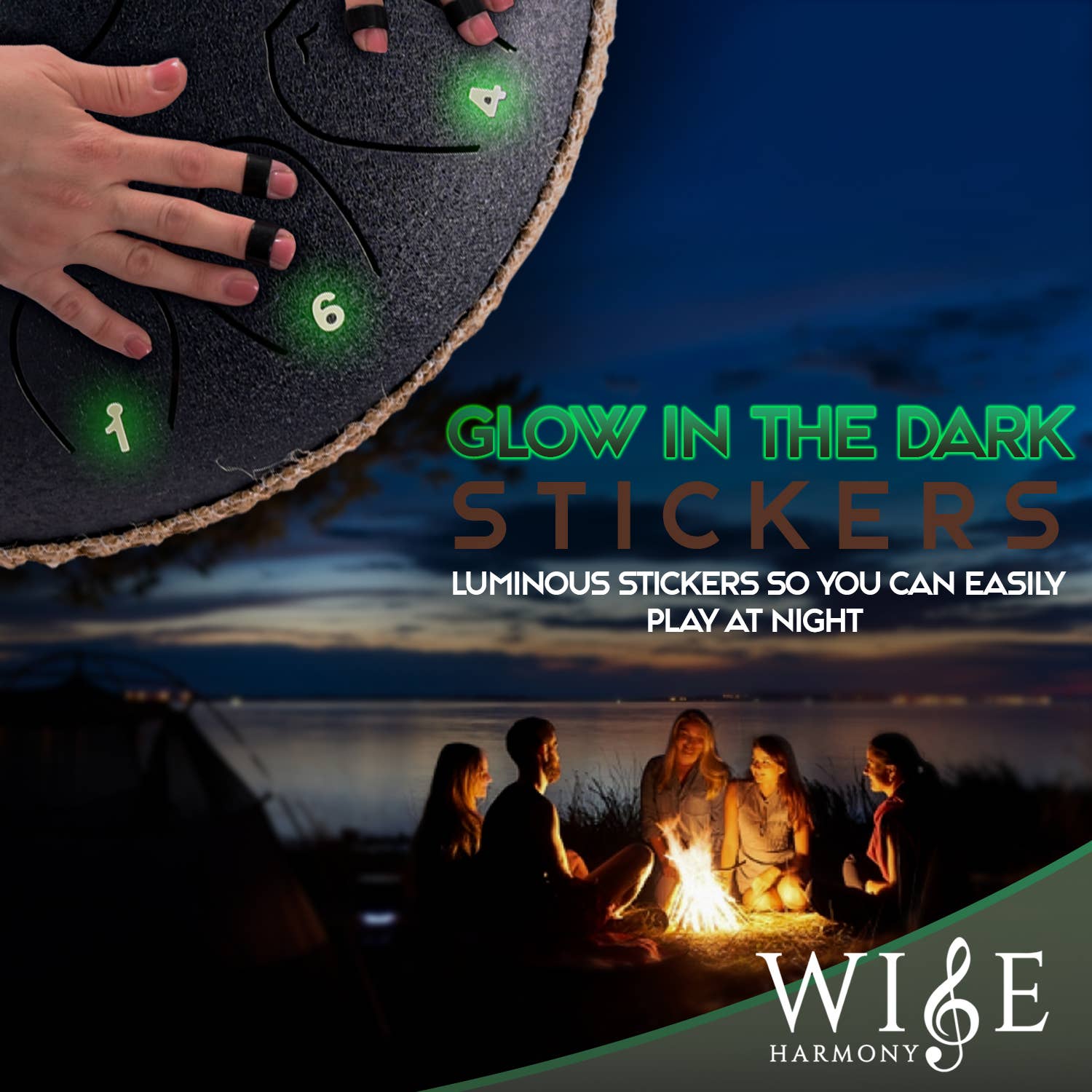 Wise Harmony LLC – Instrumento musical por atacado – Tambor de Língua de Aço de 12 Polegadas - 13 Notas - Tambor de Chuva8