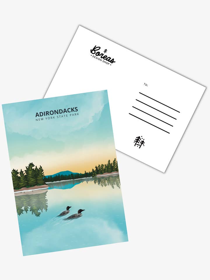 Carte postale du lac Seventh - Adirondacks, New York pour la vente par Boreas Design Shop