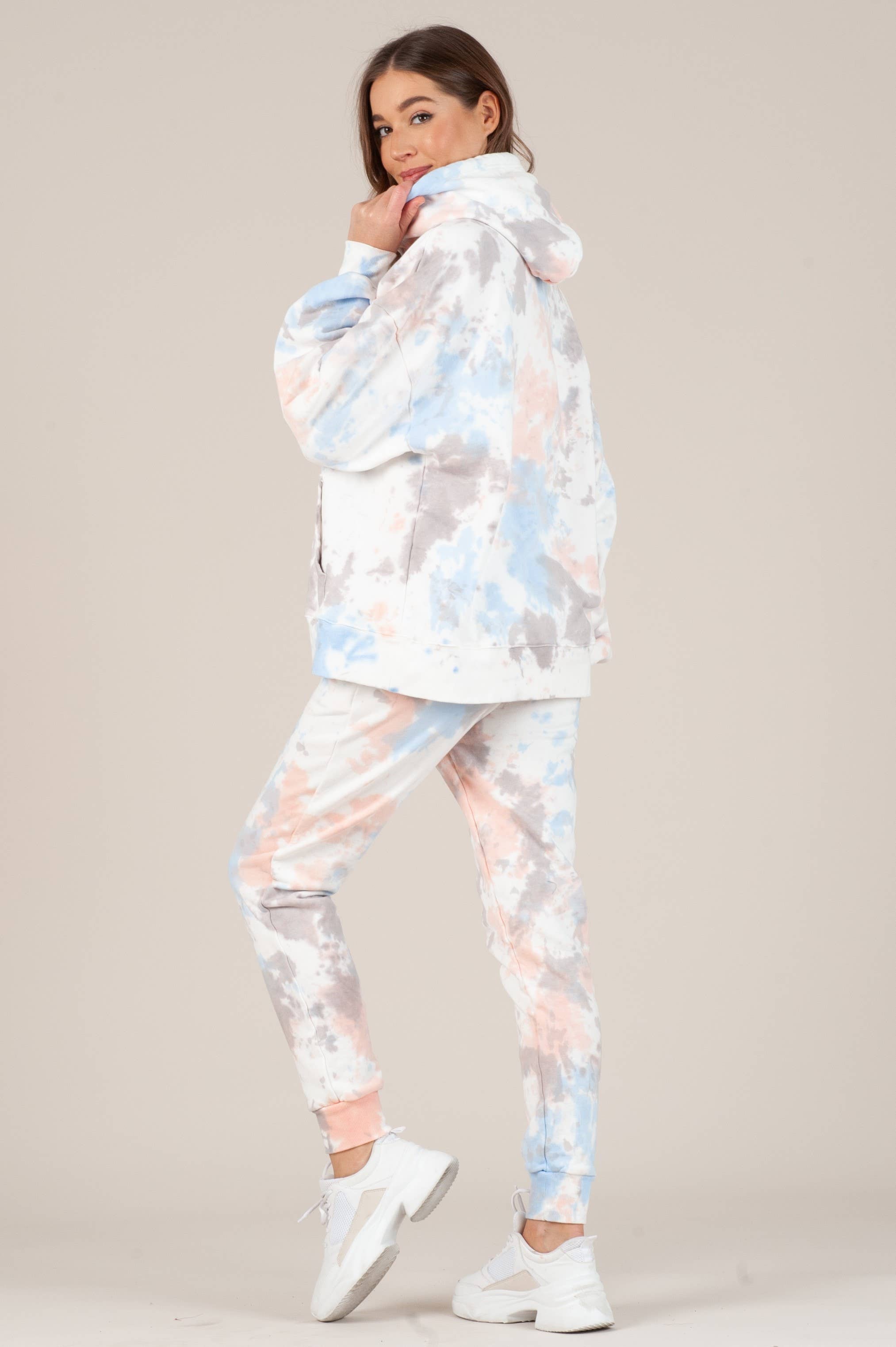 Rose/Violet/Bleu Pantalon de survêtement French Terry tie-dye - Cloud en vente sur Faire1