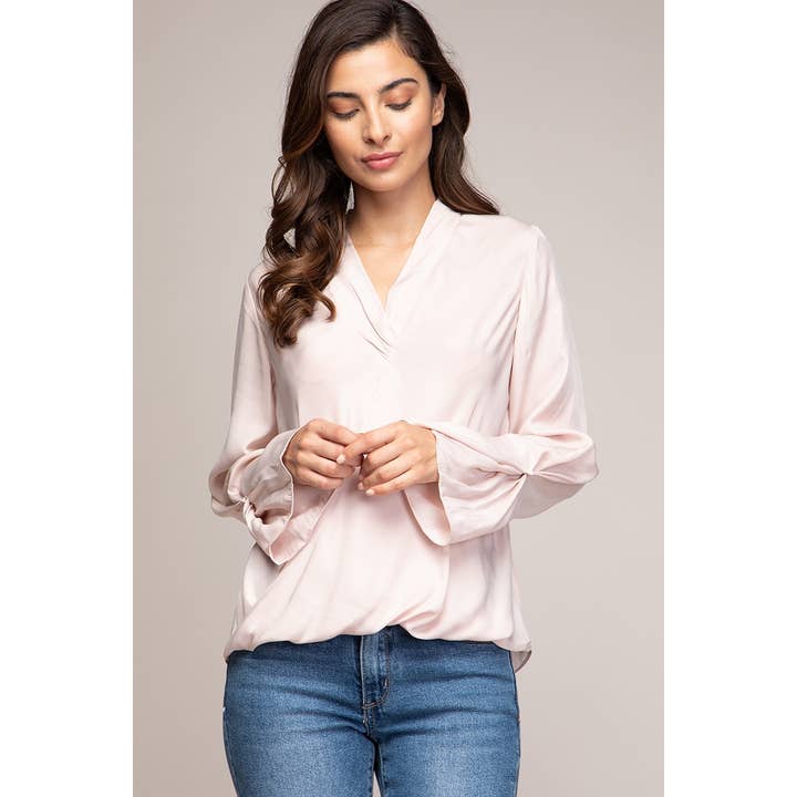 Naked Zebra Rack - Wholesale Blouse - Women's - Surplice Twisted Detail Long Sleeve Blouse5