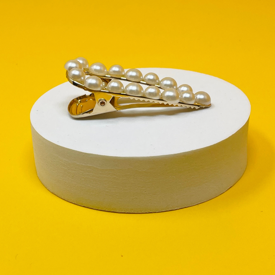 Rainbow Unicorn Birthday Surprise - Wholesale Hair Clip - Women's - Pearl Triangle Hair Clip – Faux Pearls alligator clip2