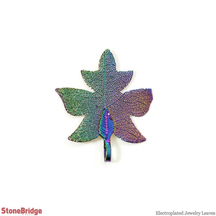 Stonebridge Imports - Wholesale Individual Charm/Pendant - Electroplated Jewelry Leaves - Type #8 - Rainbow (Enhanced)1