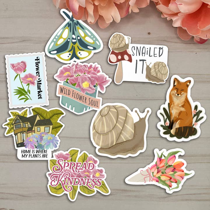 50 Sticker Assortment - Nature Themed Artist Sticker for wholesale by Torisdrawing