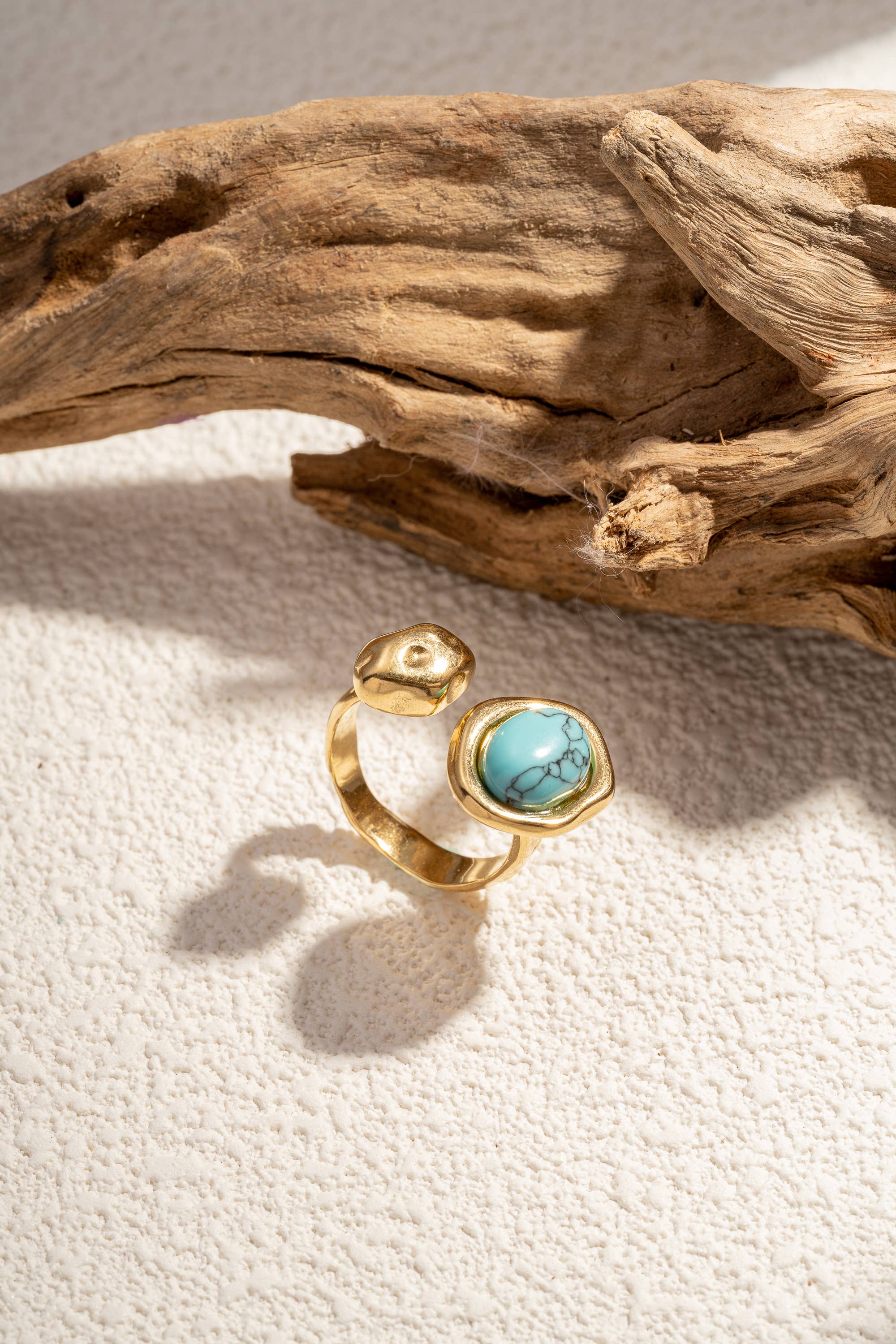 COSMOS - Wholesale Single Stone/Solitaire Ring - Adjustable stainless steel and natural stone ring0