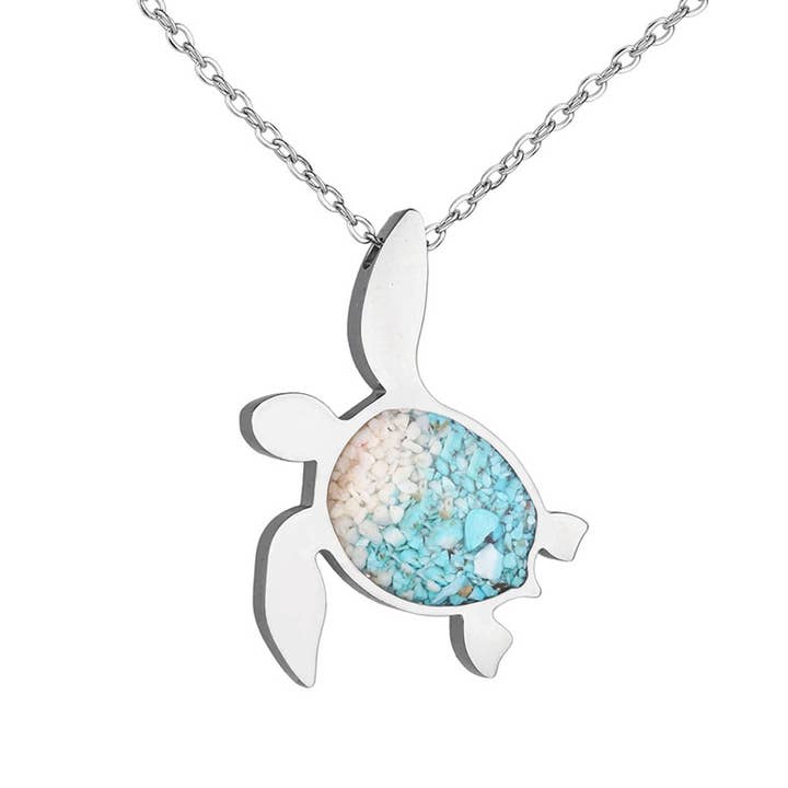 Bamboo Trading Company - Wholesale Pendant/Charm Necklace - Ocean and Earth Sea Turtle Necklace