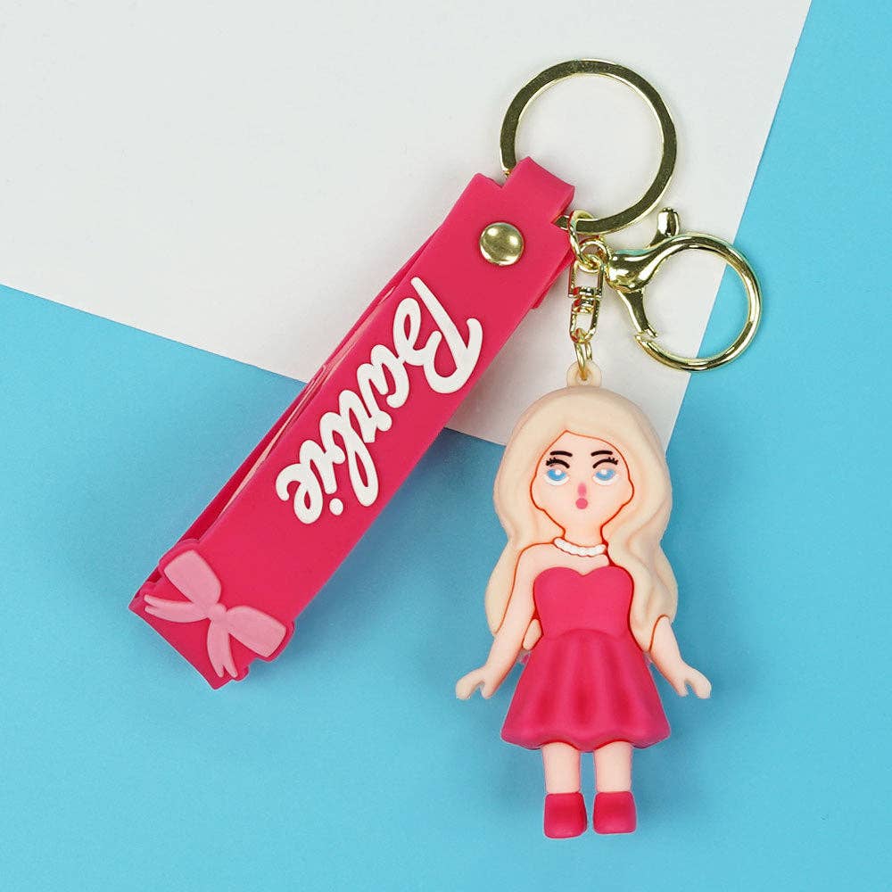 Pink Barbie Girl Silica Gel Keychain K1318 for wholesale on Faire2