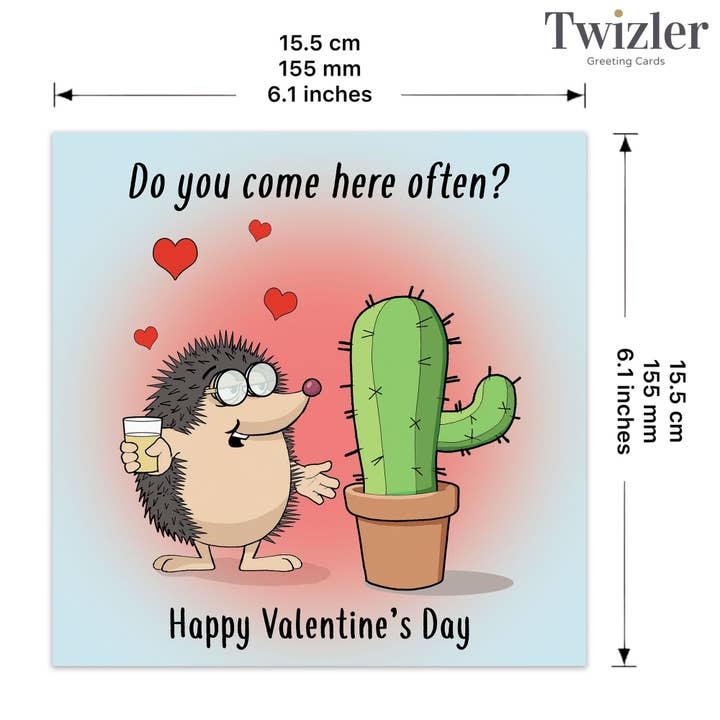 Twizler Ltd - Venta al por mayor Tarjetas de San Valentín - Divertida tarjeta del día de San Valentín - gafas de cerveza erizo2