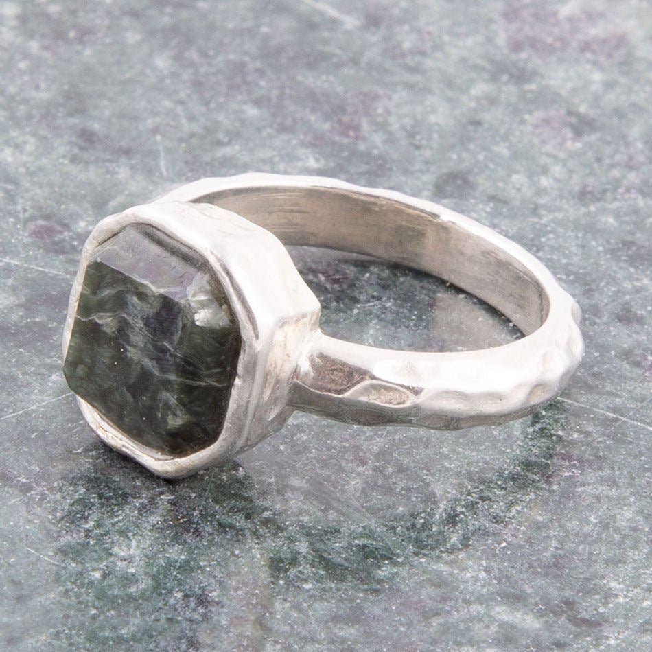 Barse Jewelry - Wholesale Cocktail/Statement Ring - Hammered Green Seraphinite Sterling Silver Ring1