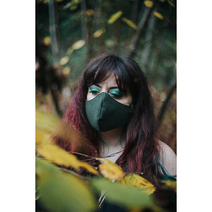 Costurero Real - Vente Masque/visière de protection pour le visage - Masque facial vert foncé filtre de poche en tissu lavable réutilisable