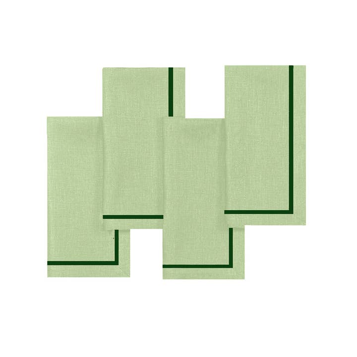 Serviettes en lin vert Sage & Forest 20 x 20 pouces - Réversibles pour la vente par D'Moksha