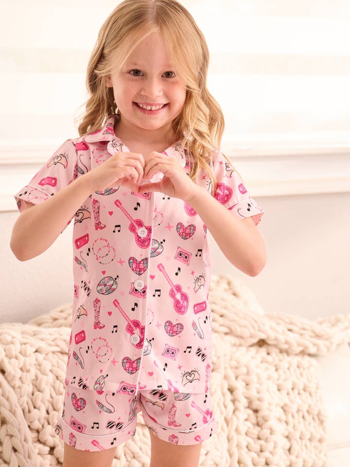 Charlie Satin Short Set - Pop Star for wholesale by Sugar Bee Clothing