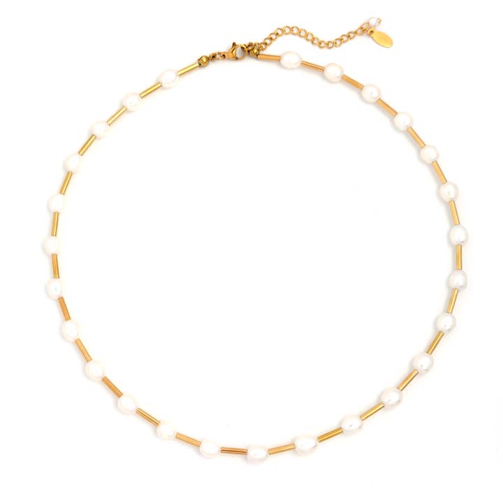 Collier en perles d'eau douce étanche pour la vente par Savvy Bling