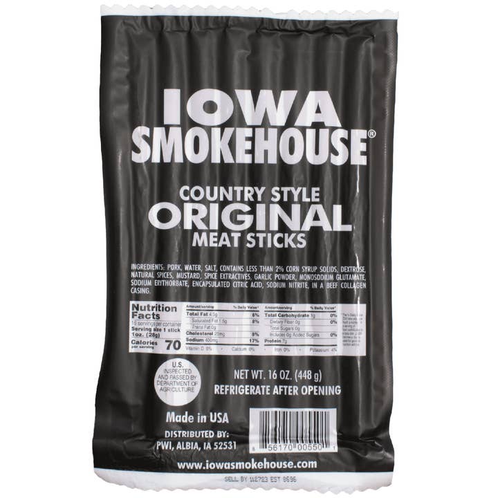 Bâtonnets de viande Country Style Original de 16 oz (10/boîte) pour la vente par IOWA SMOKEHOUSE