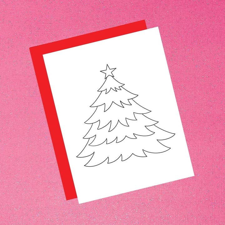 Coloriez votre propre carte - Carte à colorier pour sapin de Noël pour la vente par Tiffany Ascensio Designs | Watercolor Greeting Cards