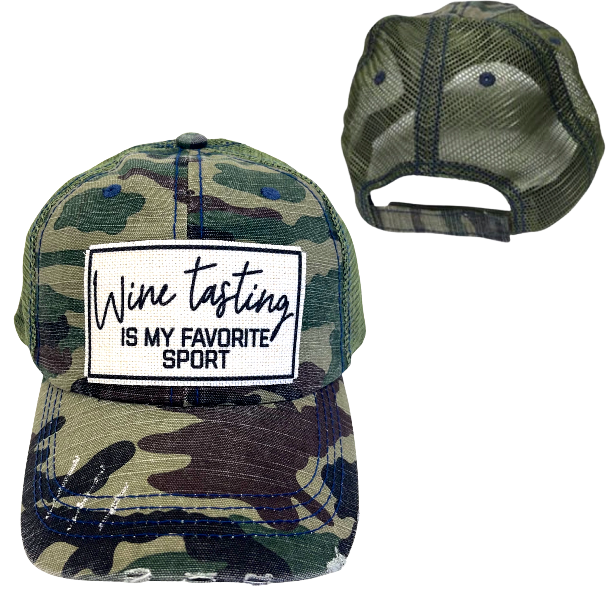 dkhandmade - Wholesale Trucker Hat - Unisex - WINE TASTING IS MY FAVORITE SPORT | UNISEX HAT | DISTRESSED0