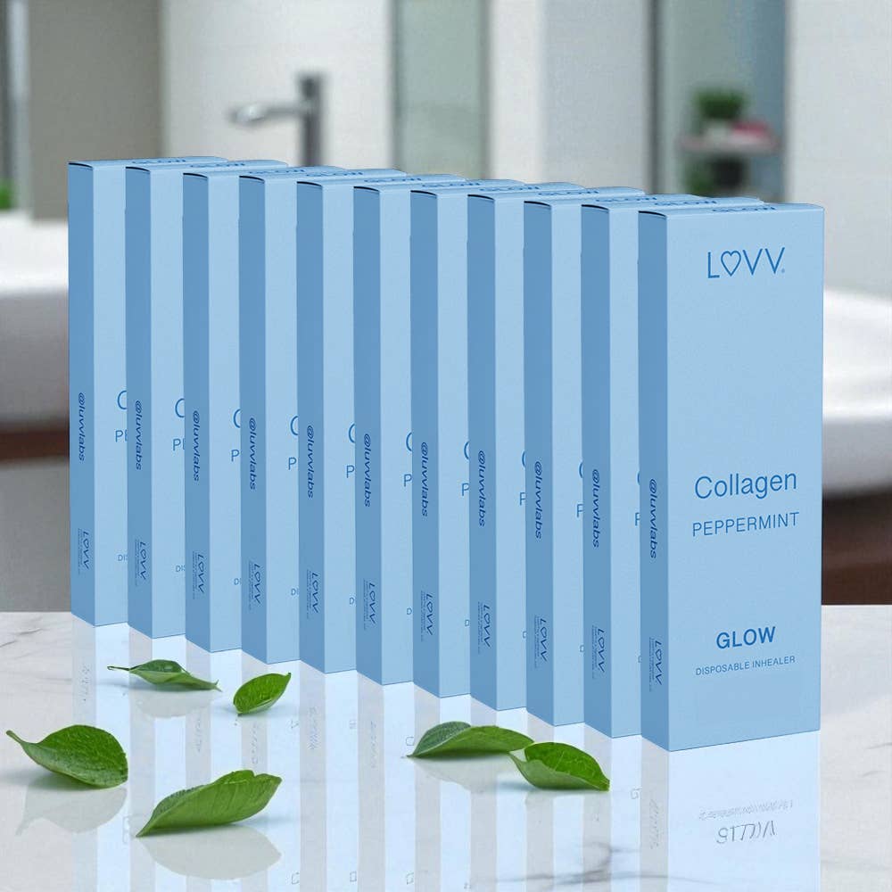 LUVV Labs - Wholesale Aromatherapy Inhaler - 10 LUVV GLOW Collagen Infused Peppermint Flavored Inhealers5